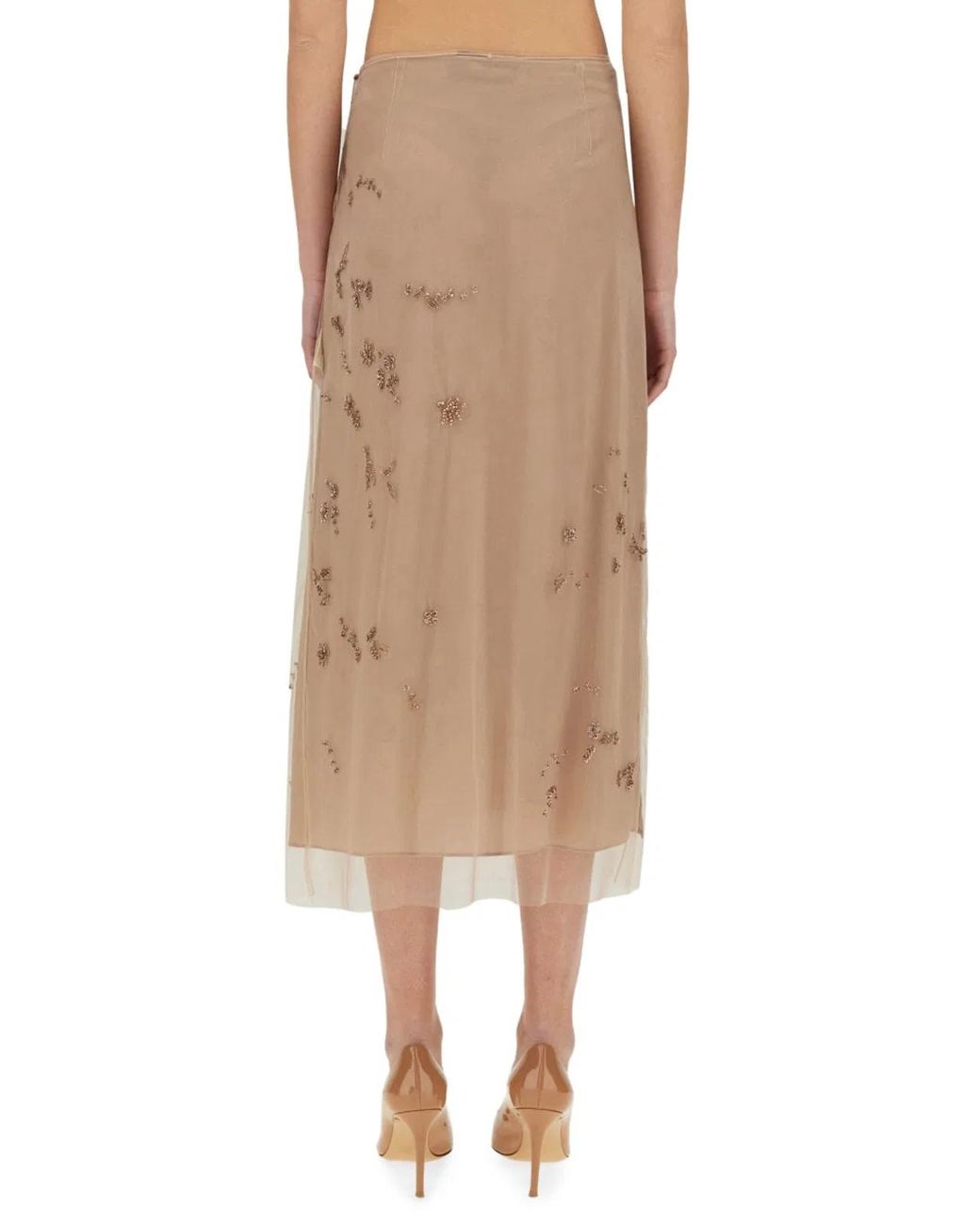 Fendi Natural Antiqued Tulle Skirt