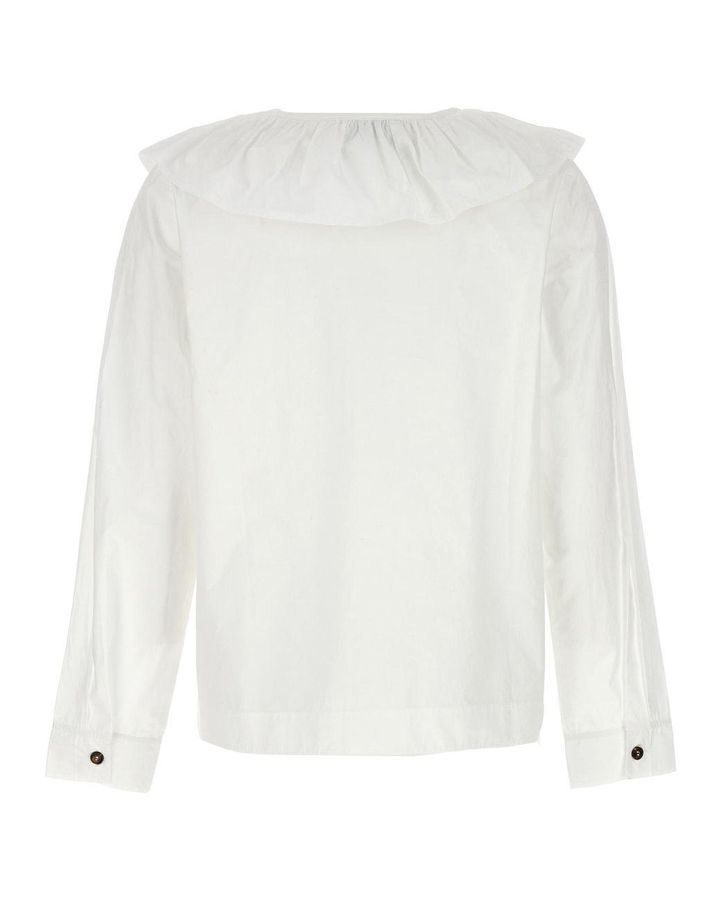 Ganni White Ruffles Shirt