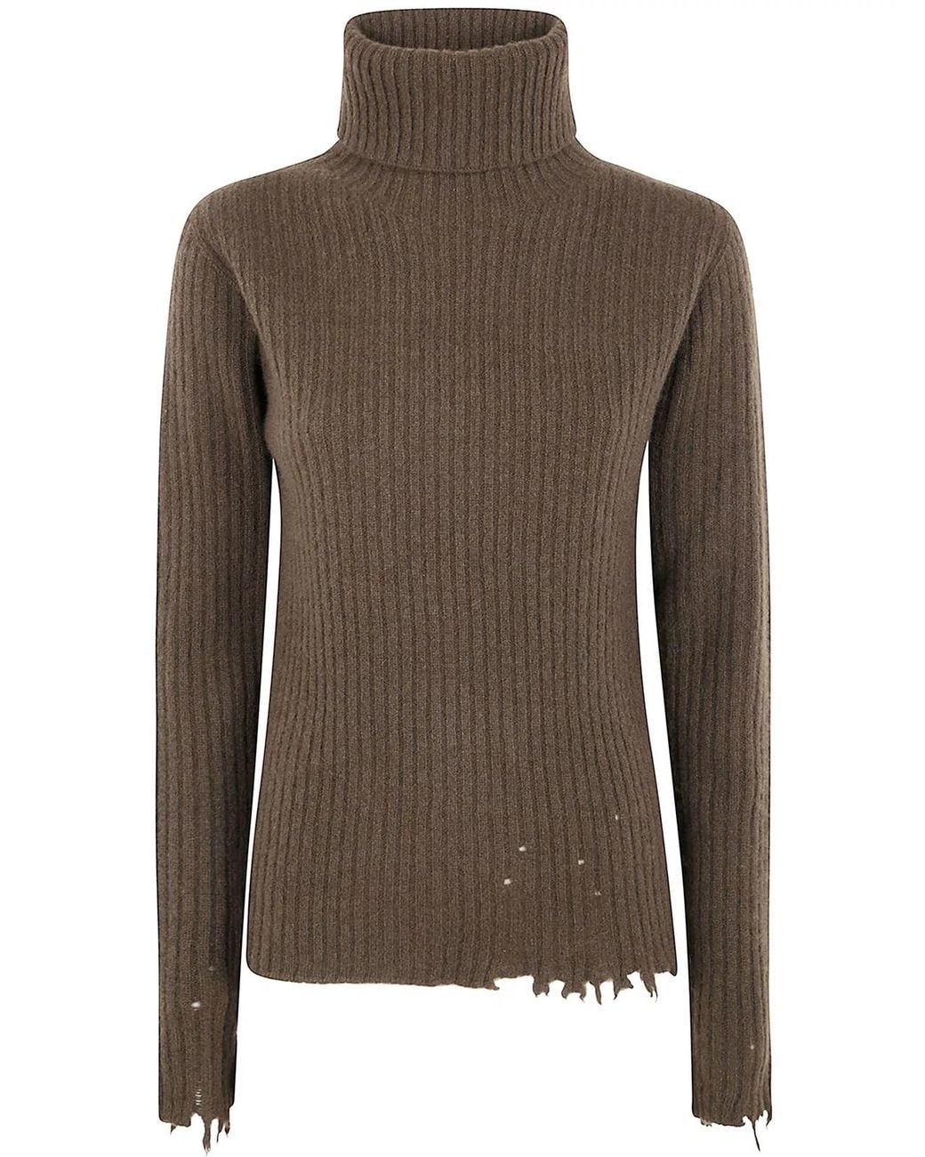 Uma Wang Brown "Plain Ws" High Neck Rib Top