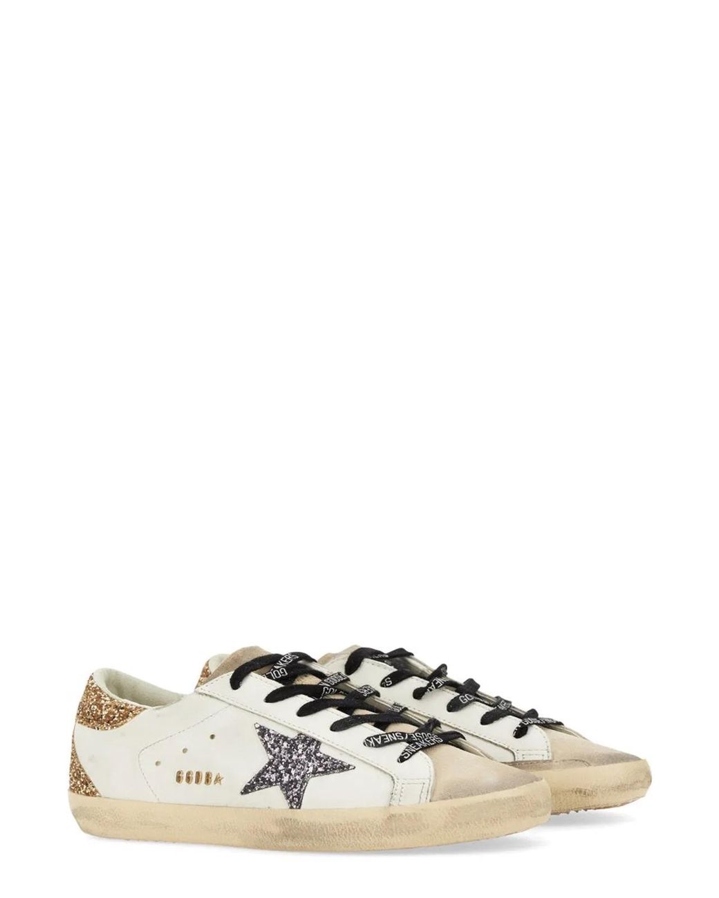Golden Goose Deluxe Brand Black Super-Star Leather Upper Glitter St