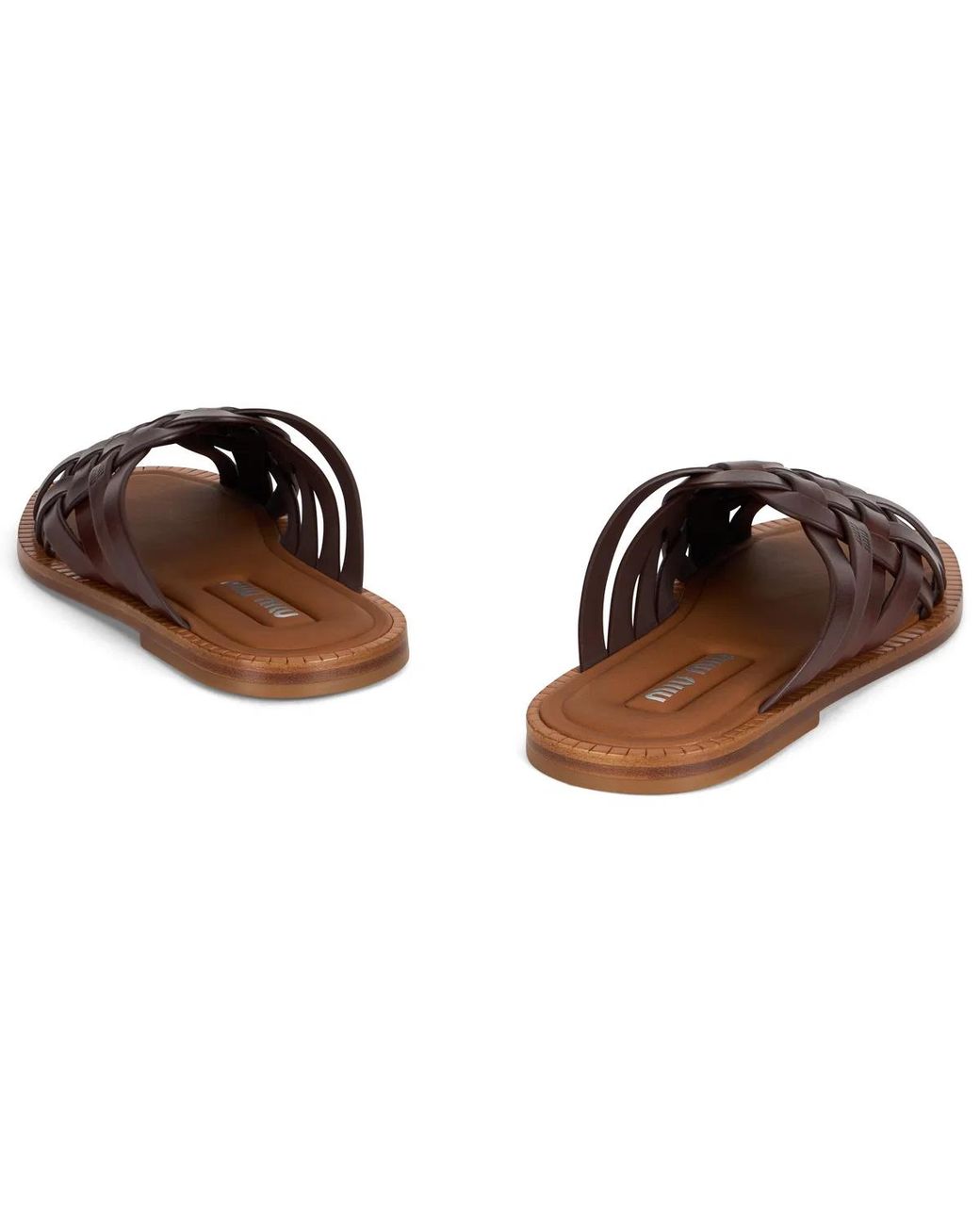 Miu Miu Brown Braided Leather Ciabatta