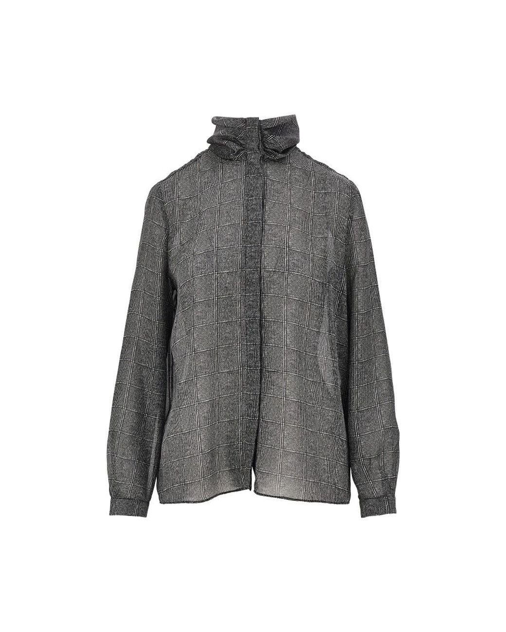 Emporio Armani Gray Check Print Satin Shirt