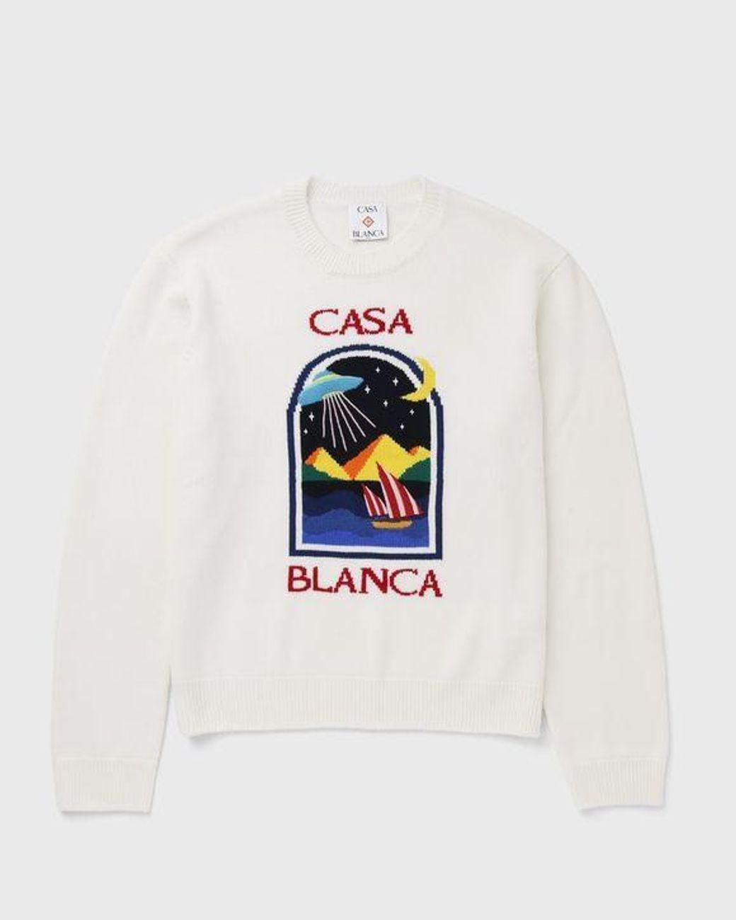 Casablanca White Graphic Jacquard Wool Sweater For for men