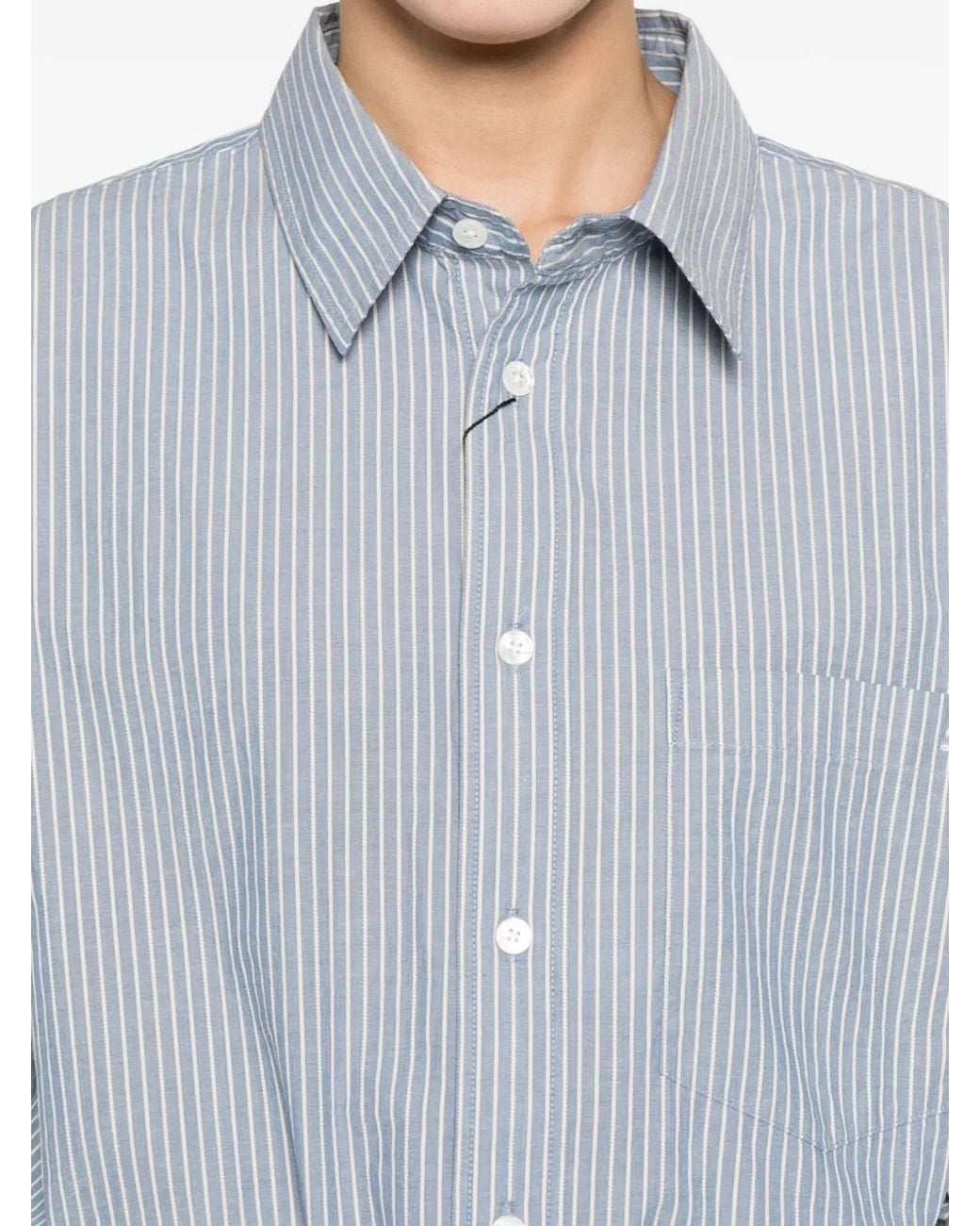 DUNST Gray Striped Cotton Shirt