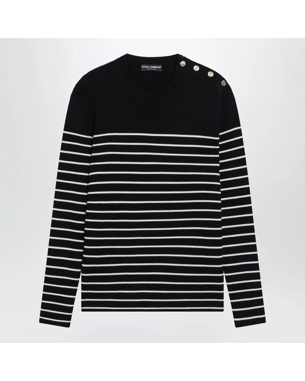Dolce & Gabbana Black Dolce & Gabbana/ Striped Wool Sweater With Buttons for men