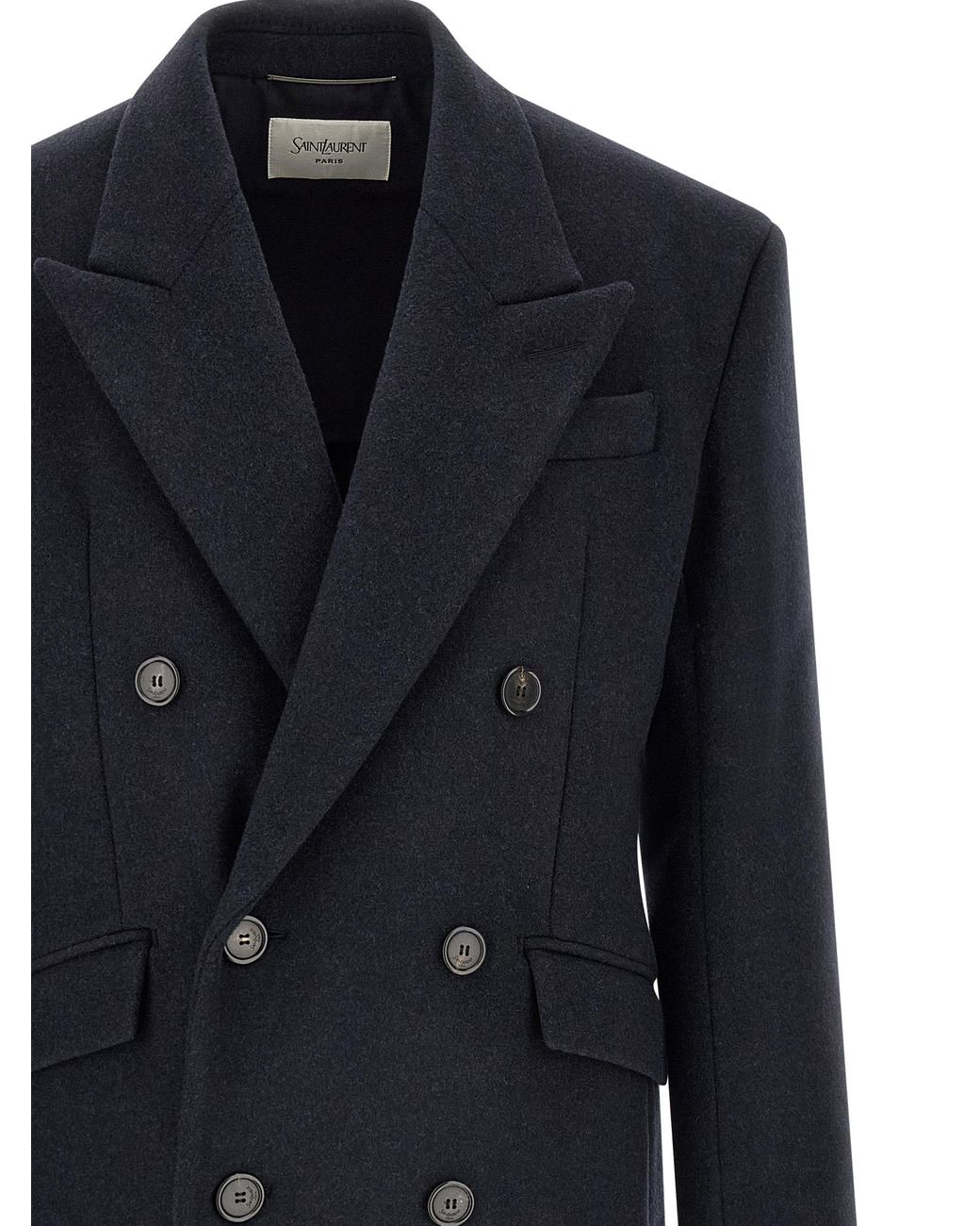 Saint Laurent Black Double-Breasted Coat for men