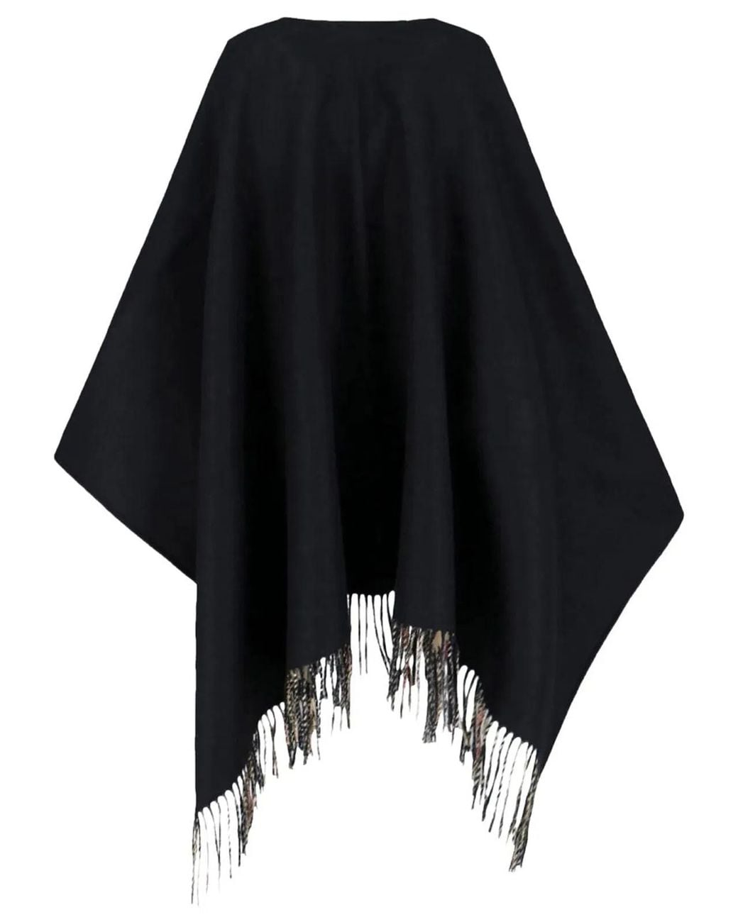 Burberry Black Reversible Check Wool Cape