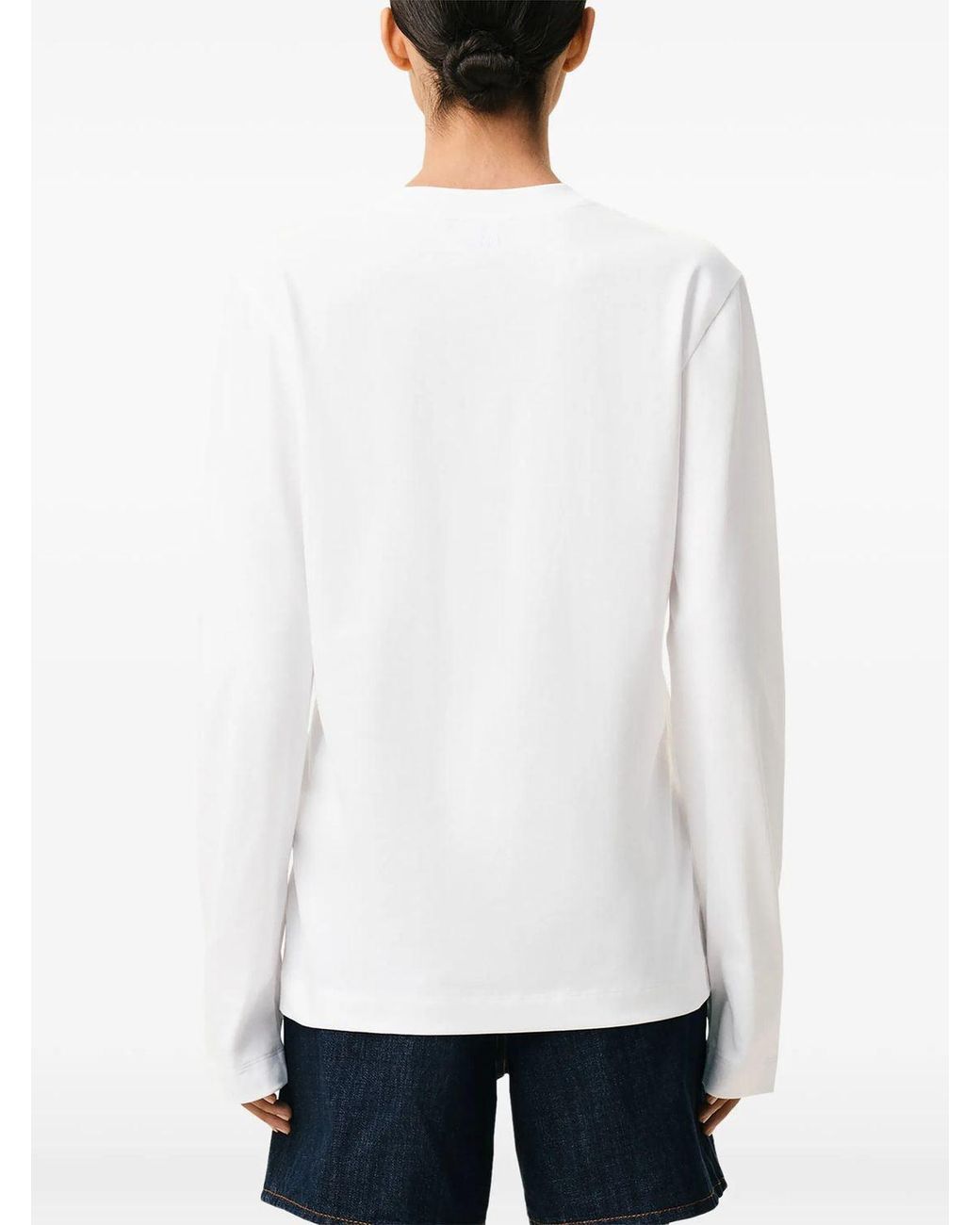 AMI White De Coeur Monogram Long-Sleeve Organic-Cotton T-Shirt