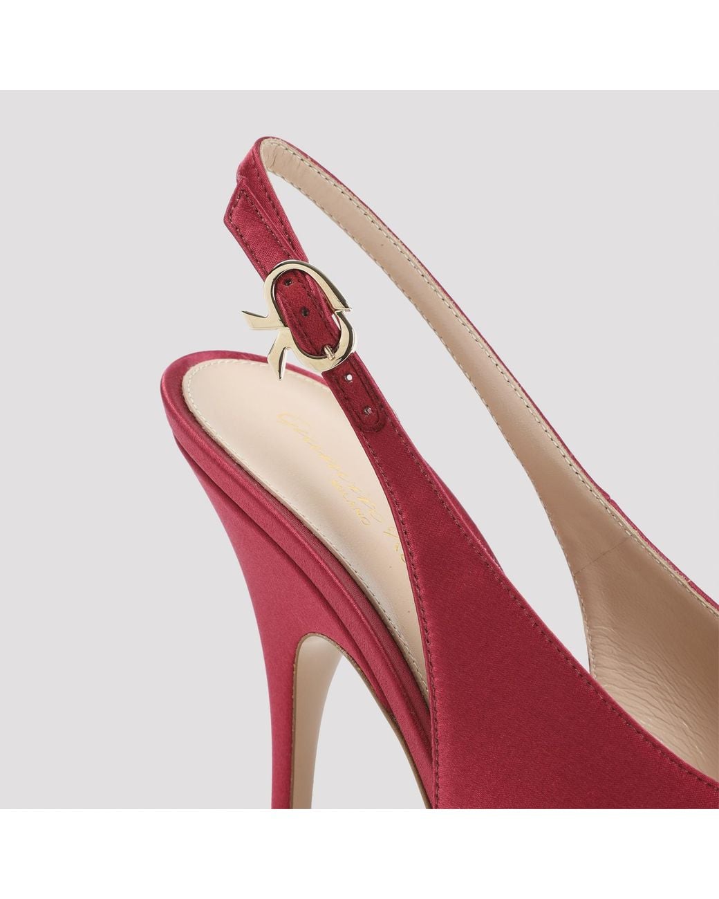 Gianvito Rossi Pink Syrah Sofia Sling Crepe Satin Pumps