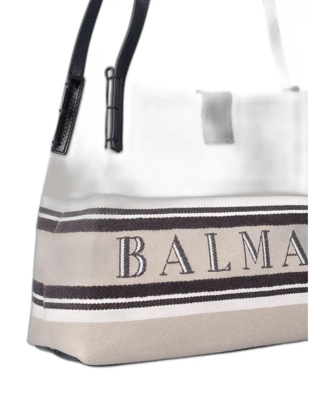 Balmain White Release Shopper Bag