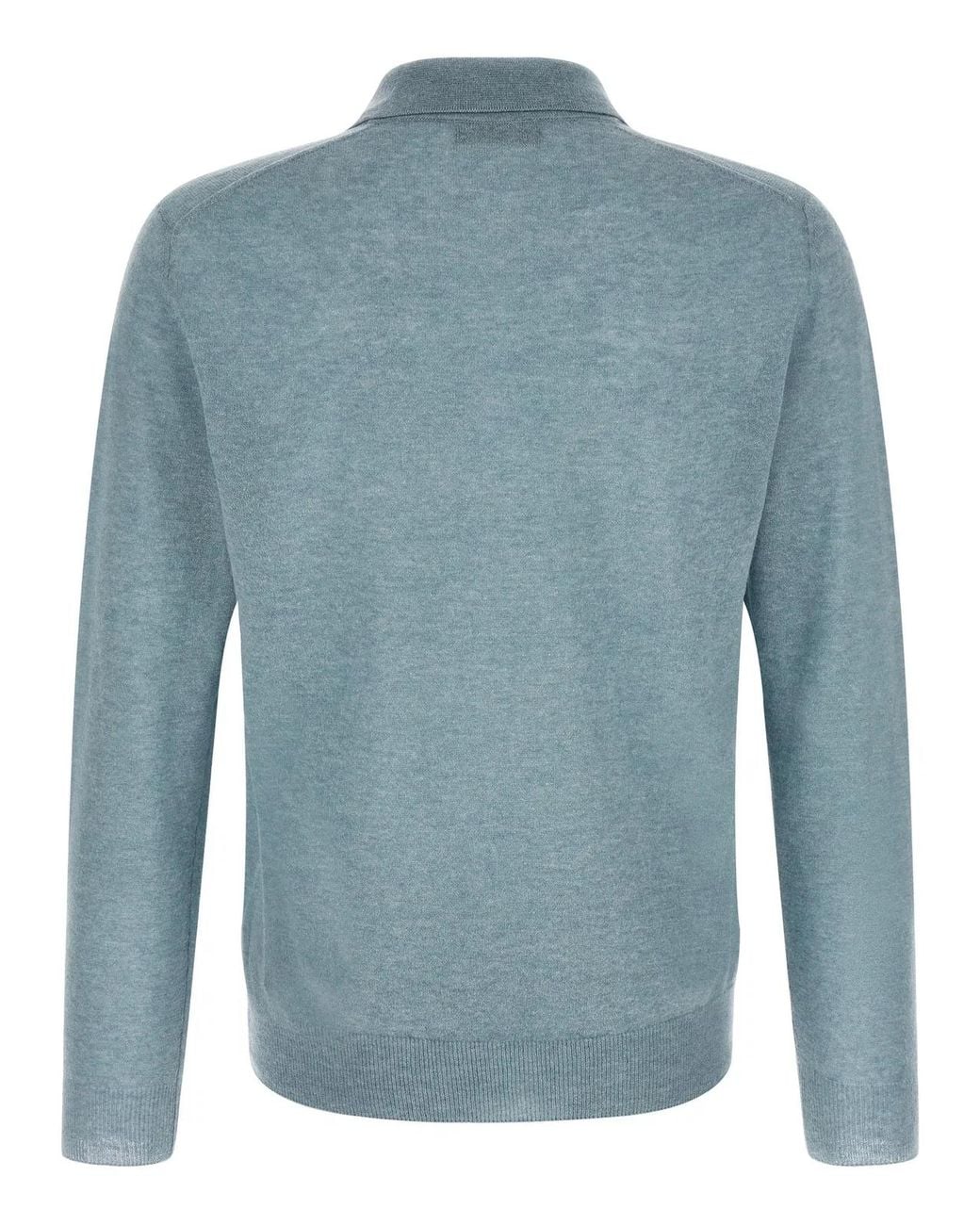 Zanone Blue Knitted Polo Shirt for men