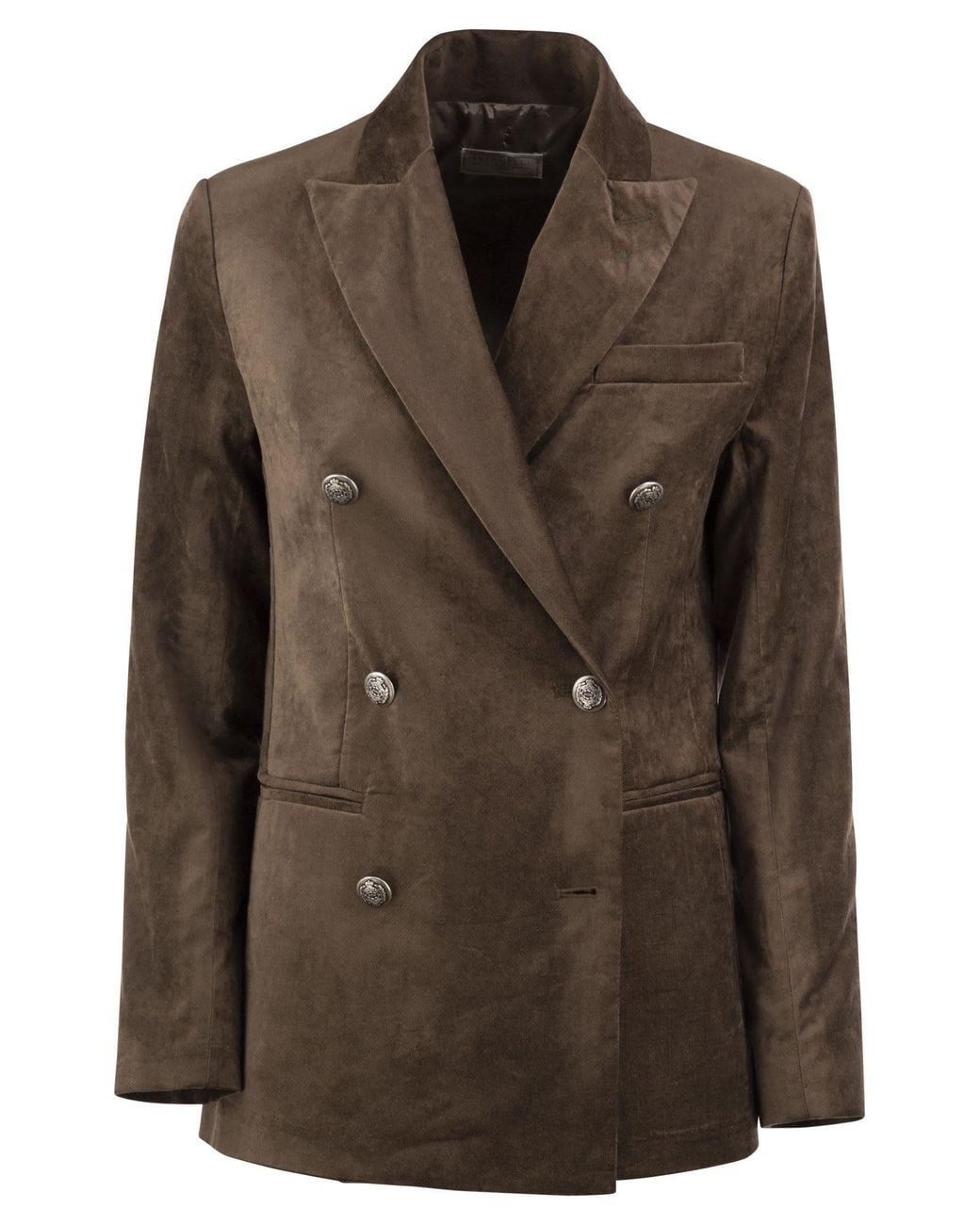 Antonelli Brown Double-Breasted Velvet Blazer