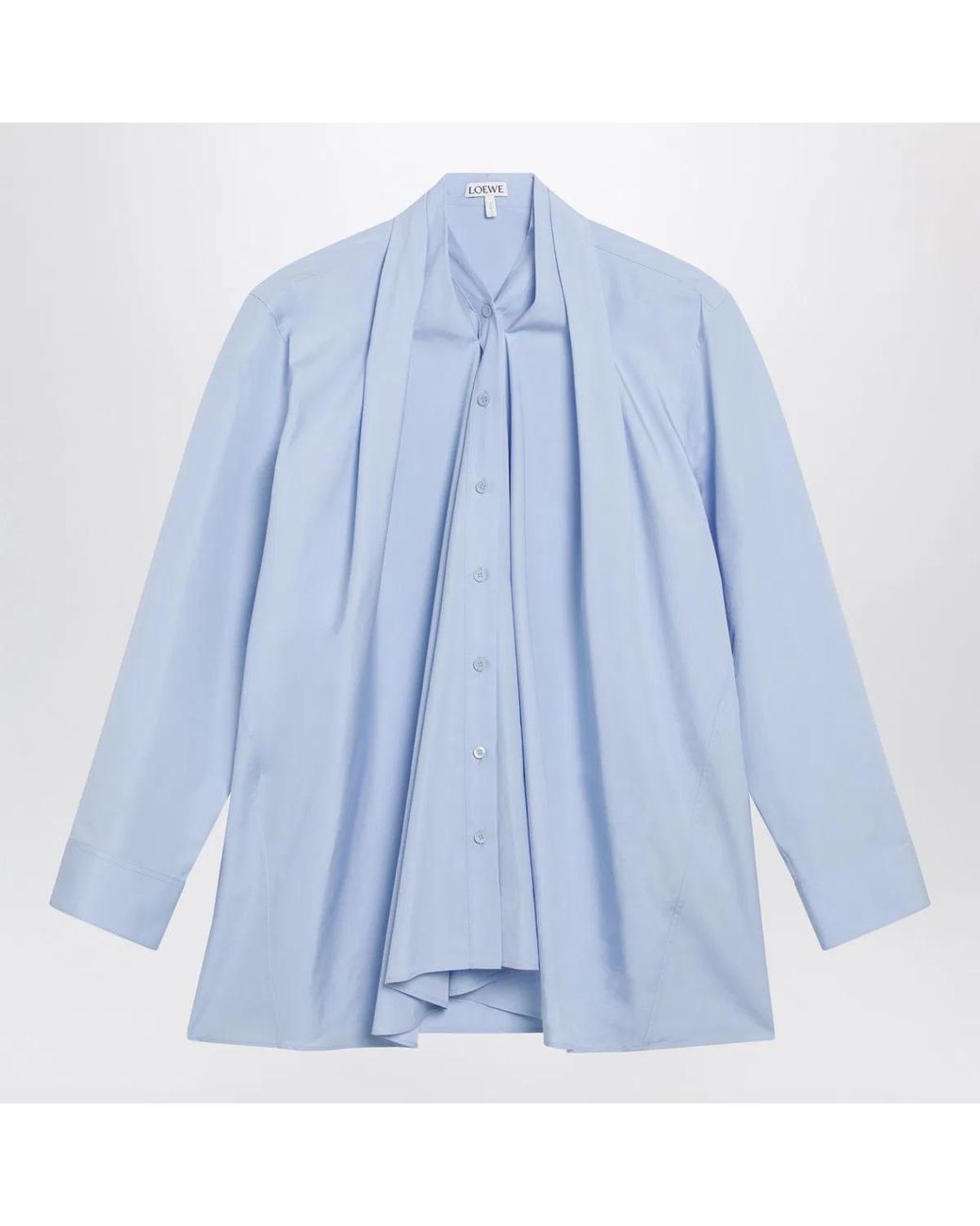 Loewe Blue Cotton Poplin Shirt With Draping