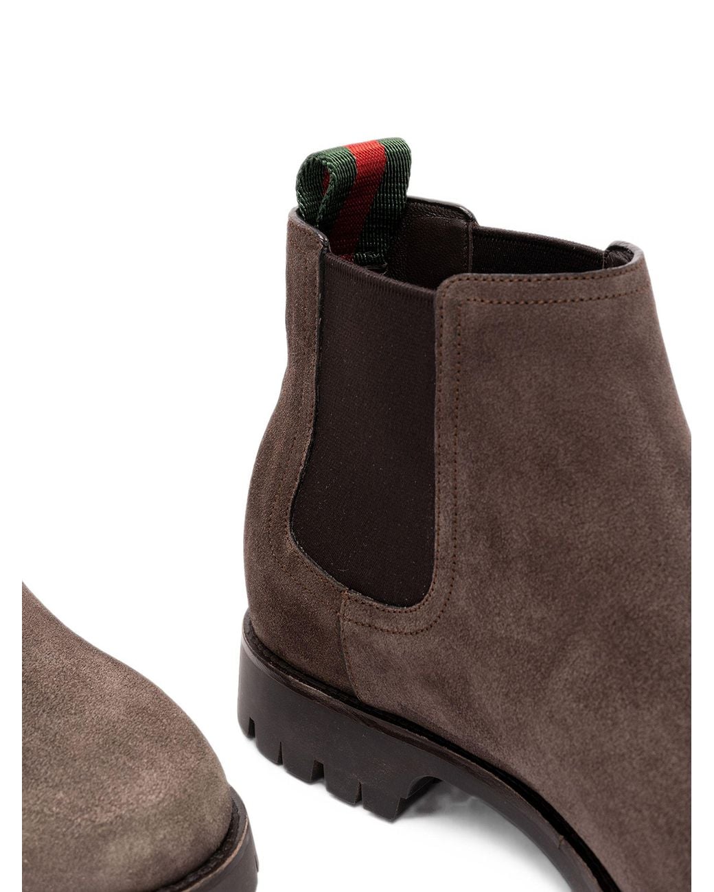 Gucci Brown Web-Stripe Lug-Sole Boots for men