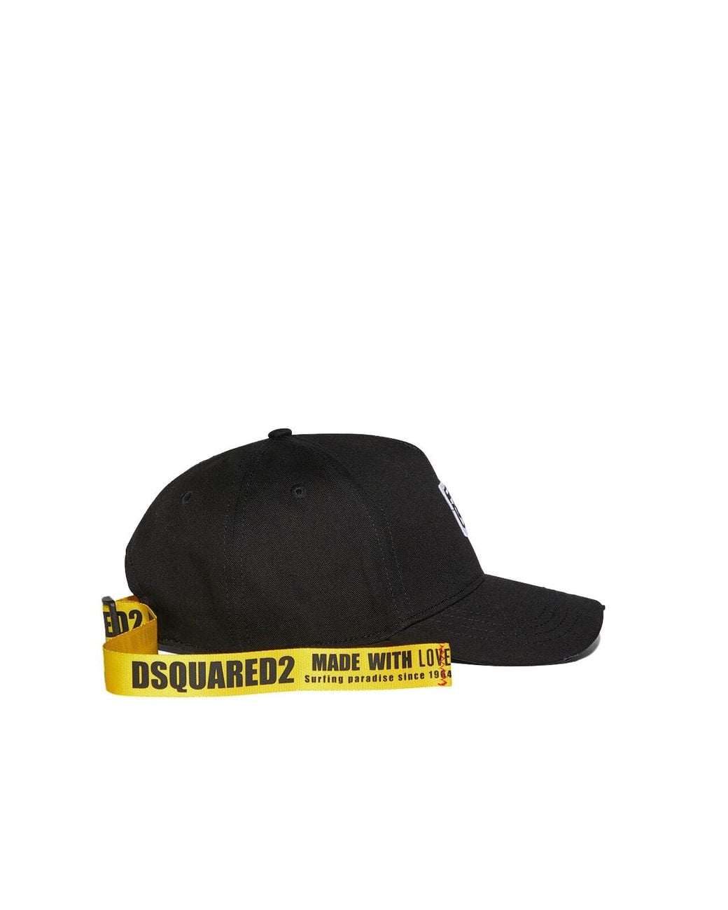 DSquared² Black D2 Patch Logo Baseball Cap for men