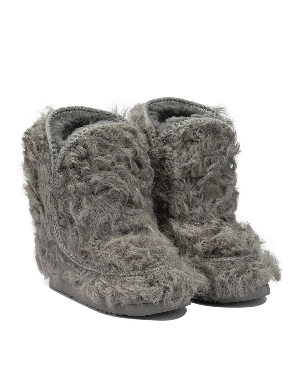 Mou Gray Sheepskin Ankle Boots