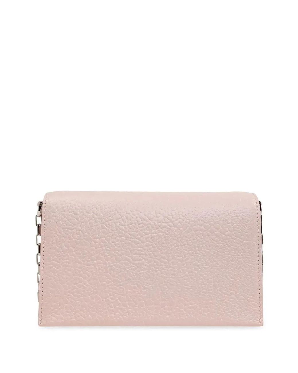 McQueen Pink Leather Mini Cross-Bar Clutch