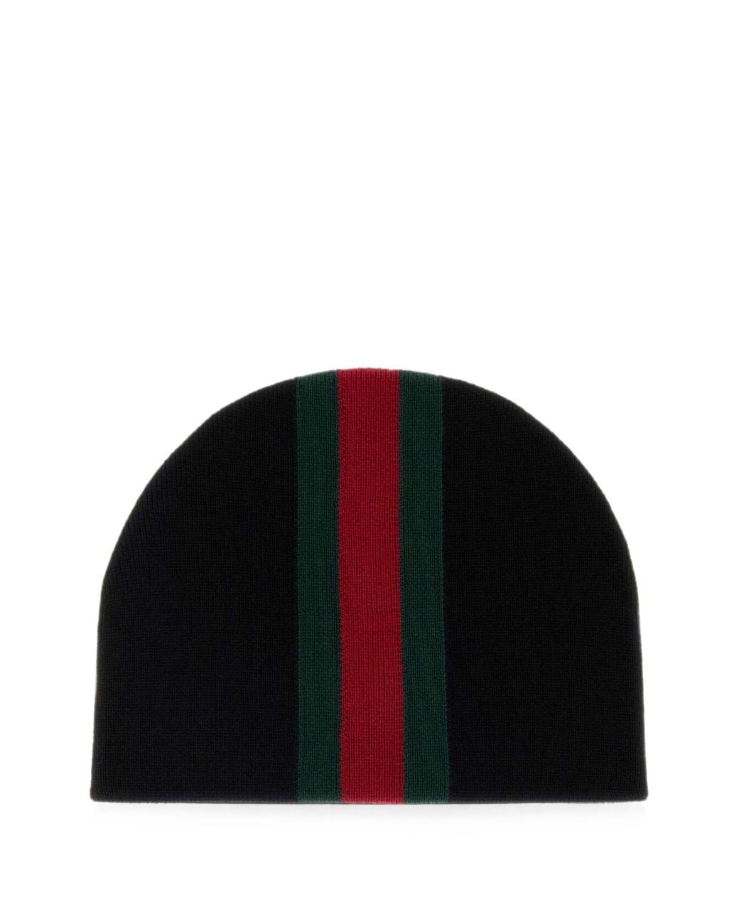 Gucci Black Web Stripe Beanie for men