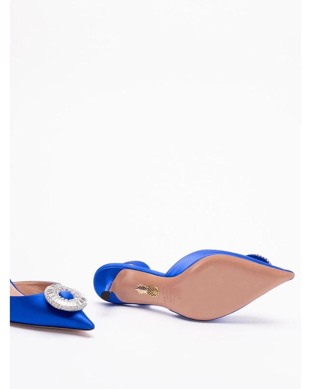 Aquazzura Blue Crystal Hoop Sling 50