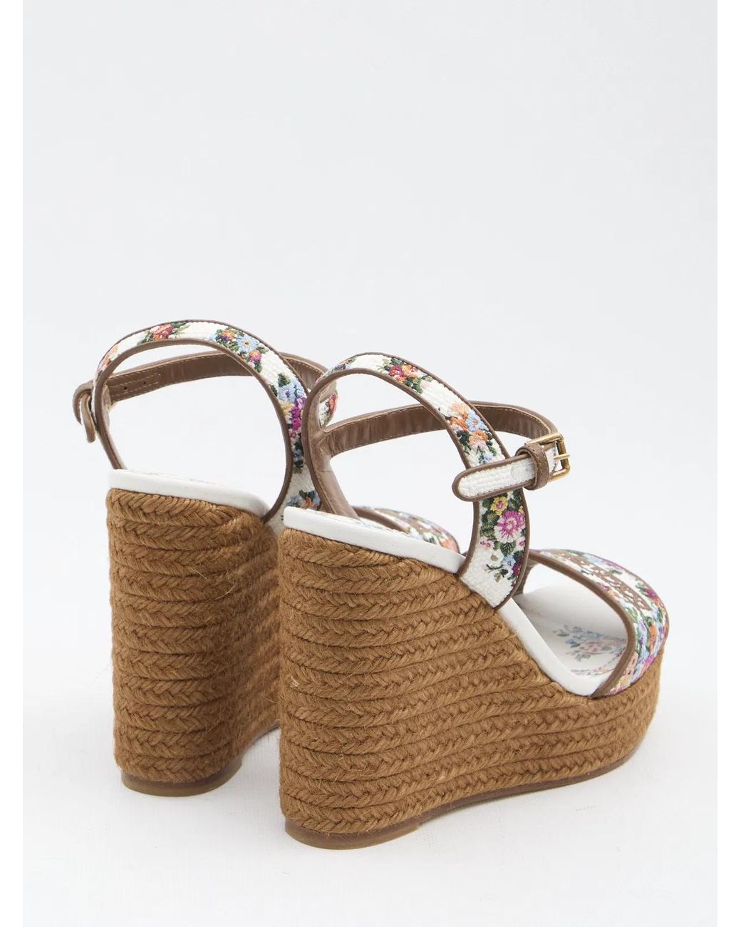Dolce & Gabbana Natural Dolce & Gabbana Sandals With Majolica Print