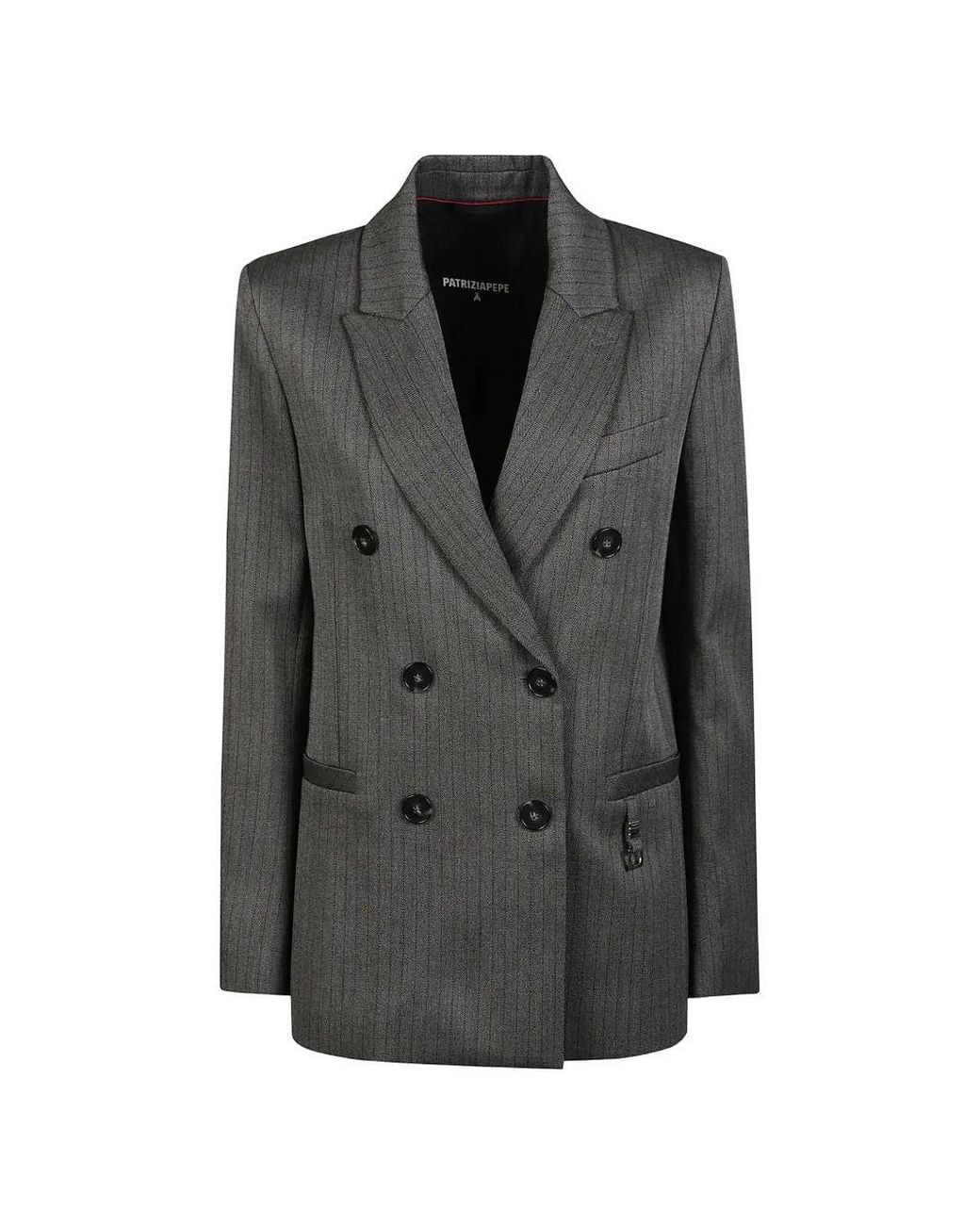 Patrizia Pepe Black Blazer With Herringbone Pattern