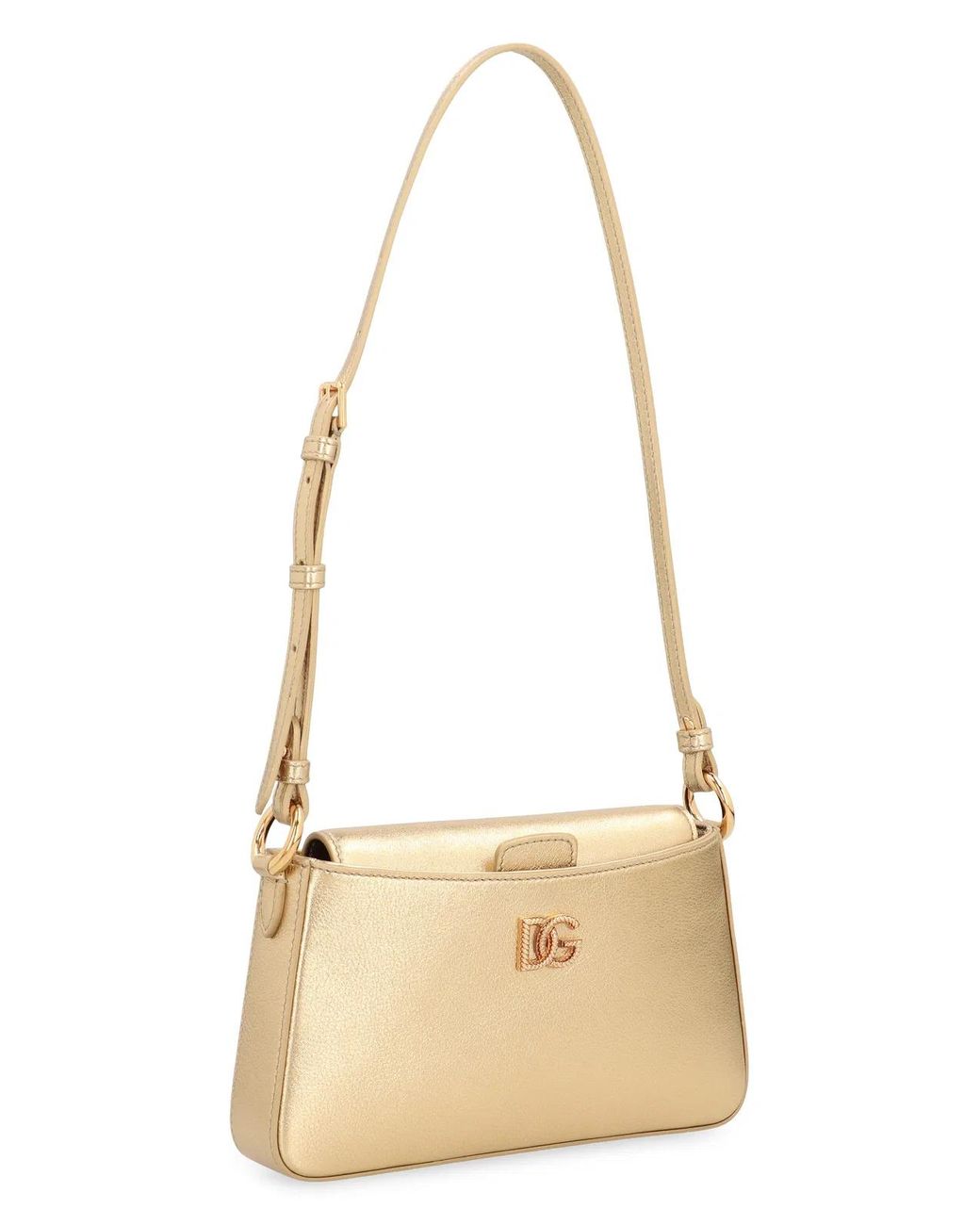 Dolce & Gabbana Natural Dolce & Gabbana Laminate Leather Shoulder Bag