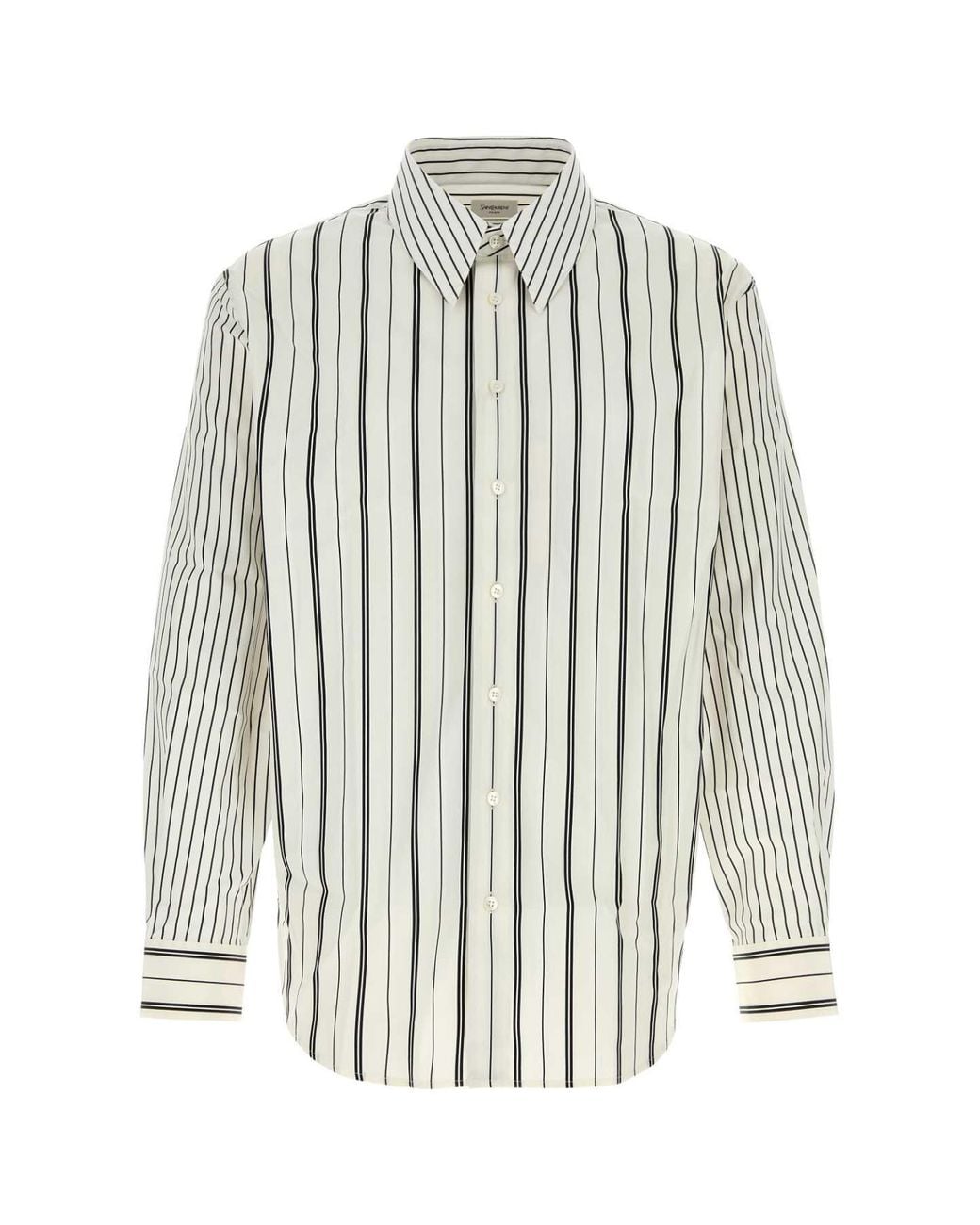 Saint Laurent White Embroidered Poplin Shirt for men