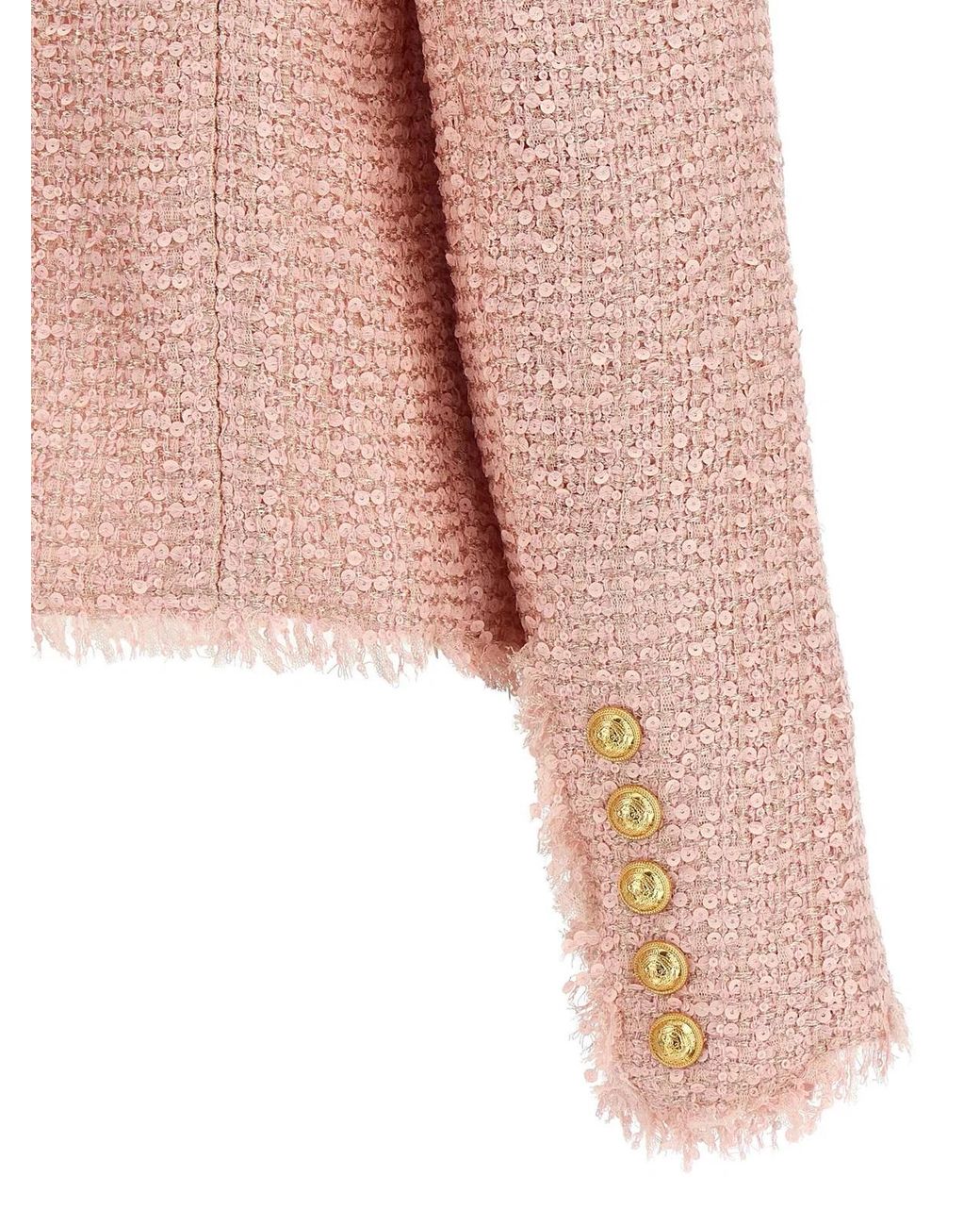 Balmain Pink Sequin Tweed Blazer
