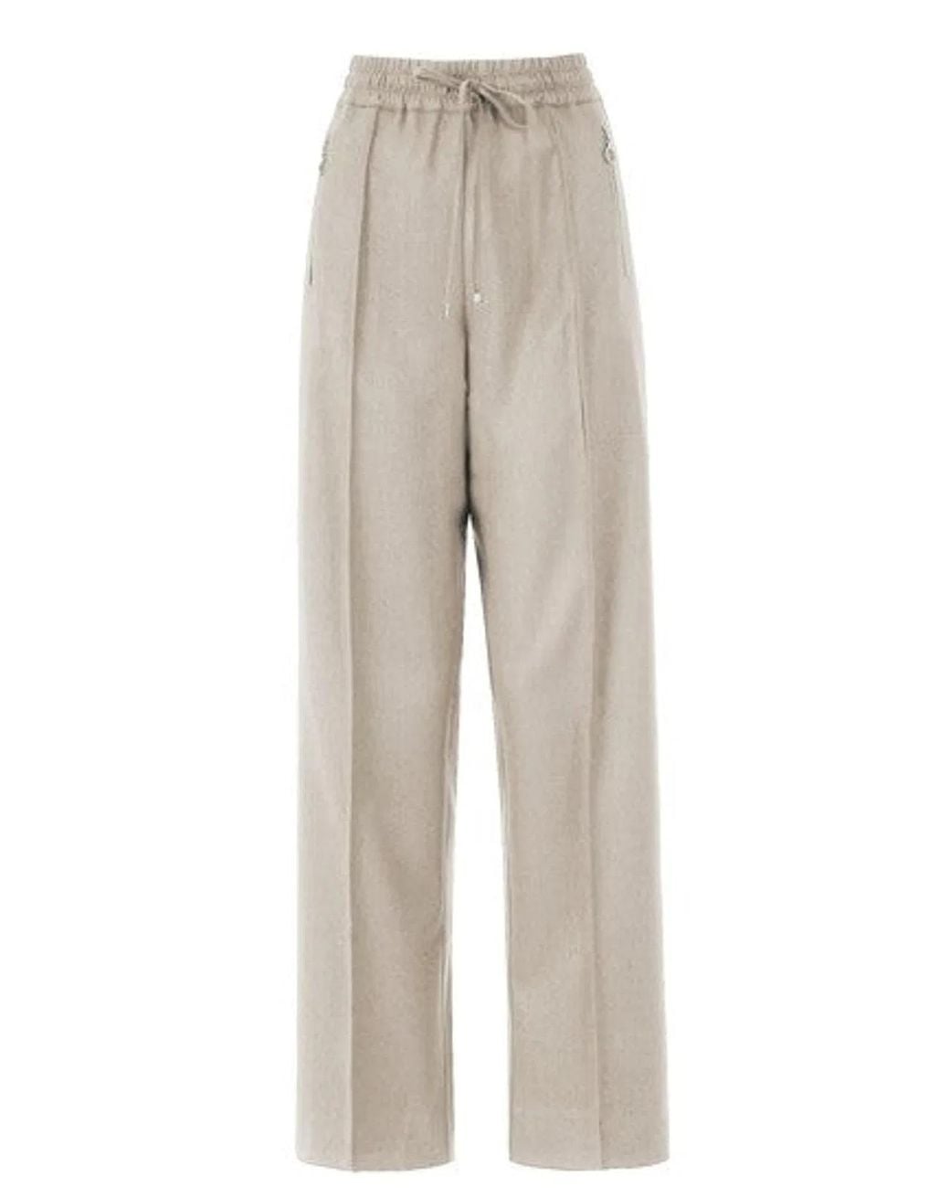 D.exterior White Chalk Wool Trousers