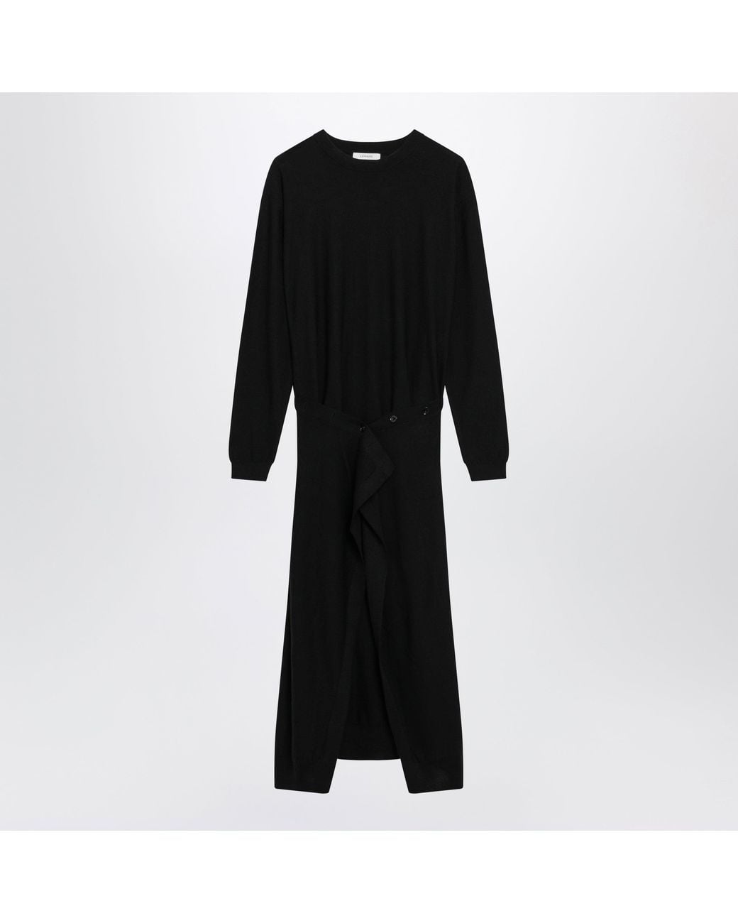Lemaire Black Merino Wool Blend Midi Dress