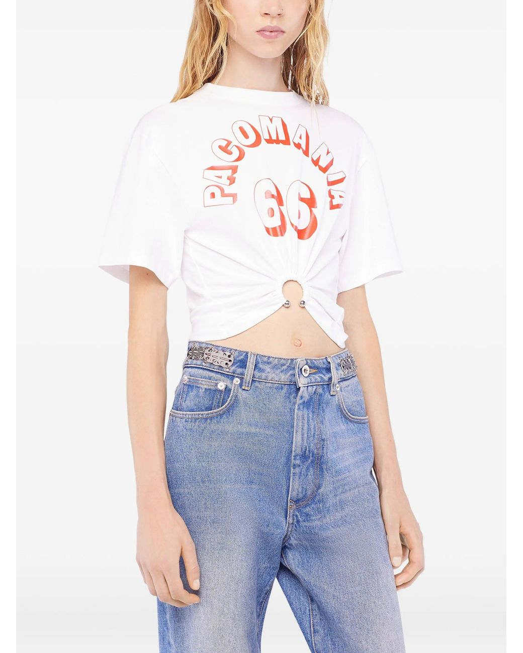 Rabanne White Cotton Elastane T-Shirt