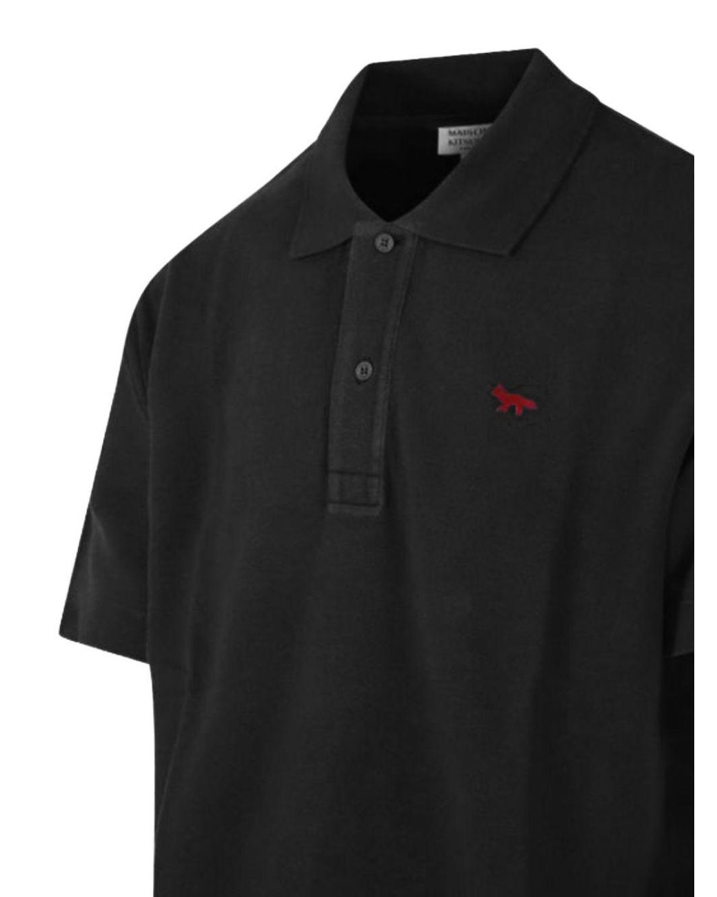 Maison Kitsuné Black Maison Kitsuné Profile Fox Cotton Polo Shirt for men