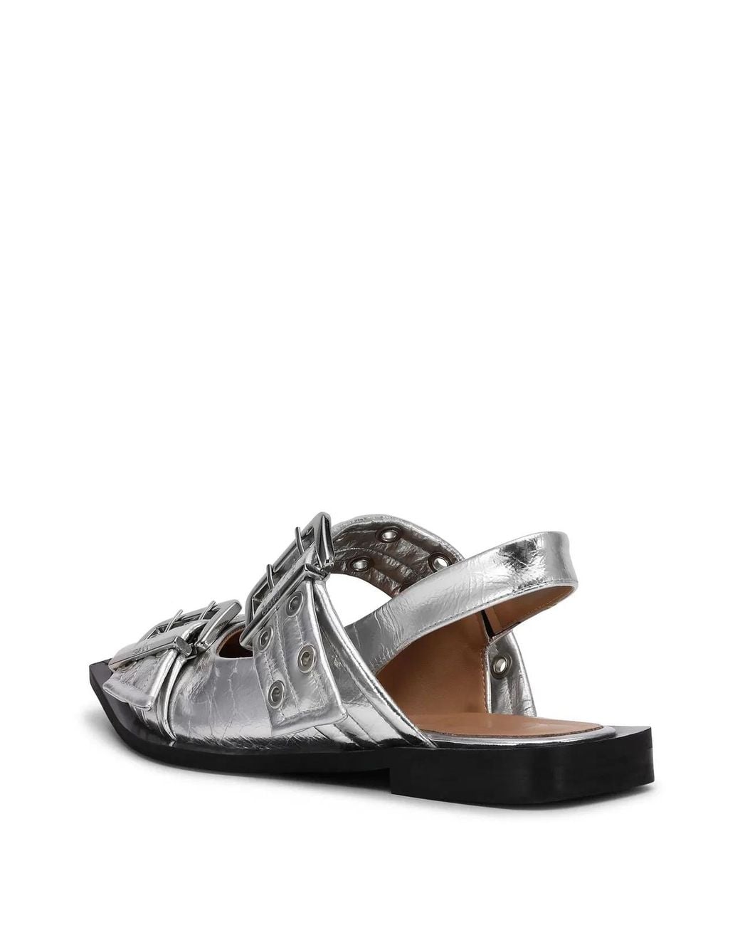 Ganni White Buckle Ballerinas