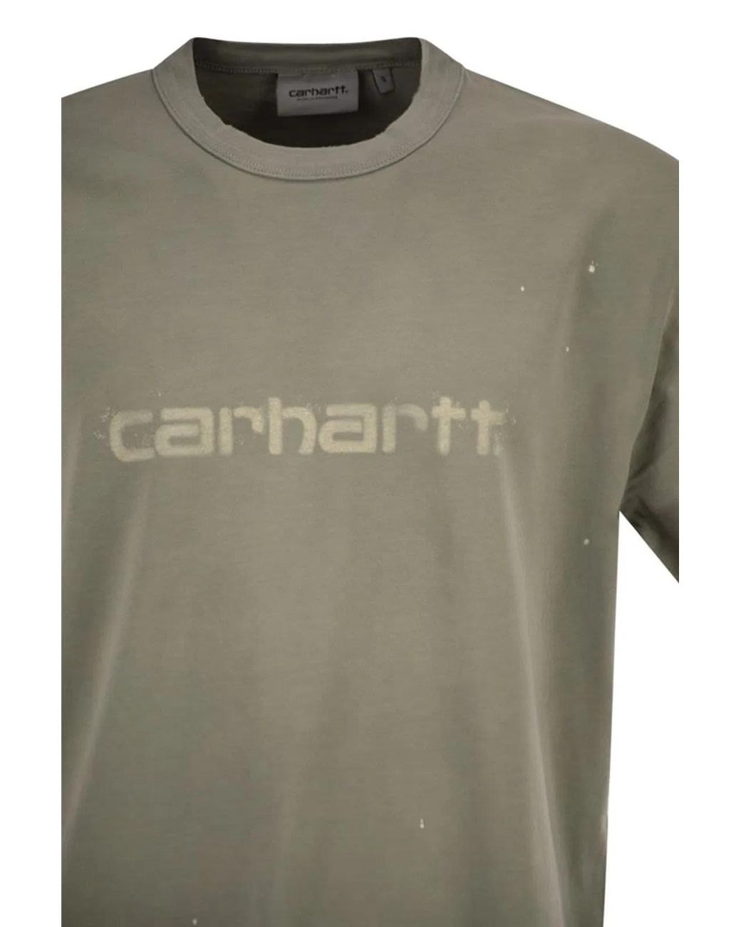 Carhartt Gray Organic Cotton T-Shirt With Spray Effect Logo