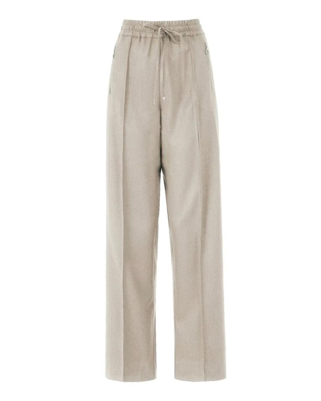 D.exterior White Chalk Wool Trousers