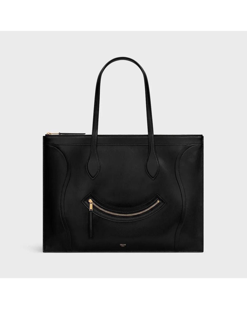 Céline Black Flat Luggage Zip Tote Bag