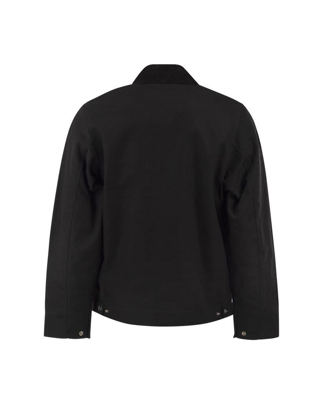 Carhartt Black Cotton Canvas Jacket With Padding And Corduroy Collar