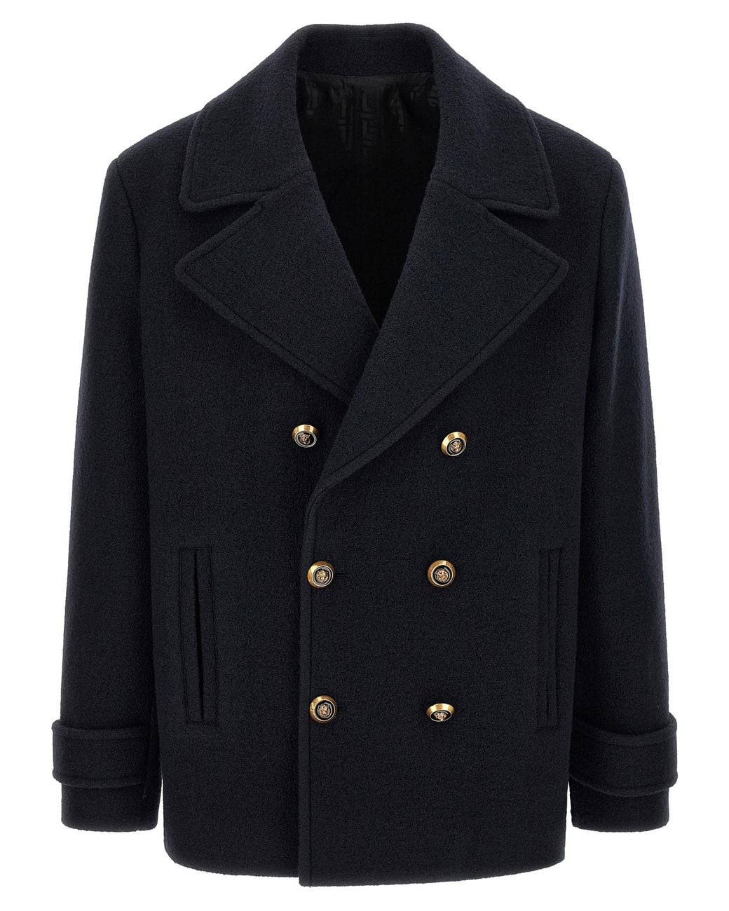 Balmain Blue Wool Caban for men