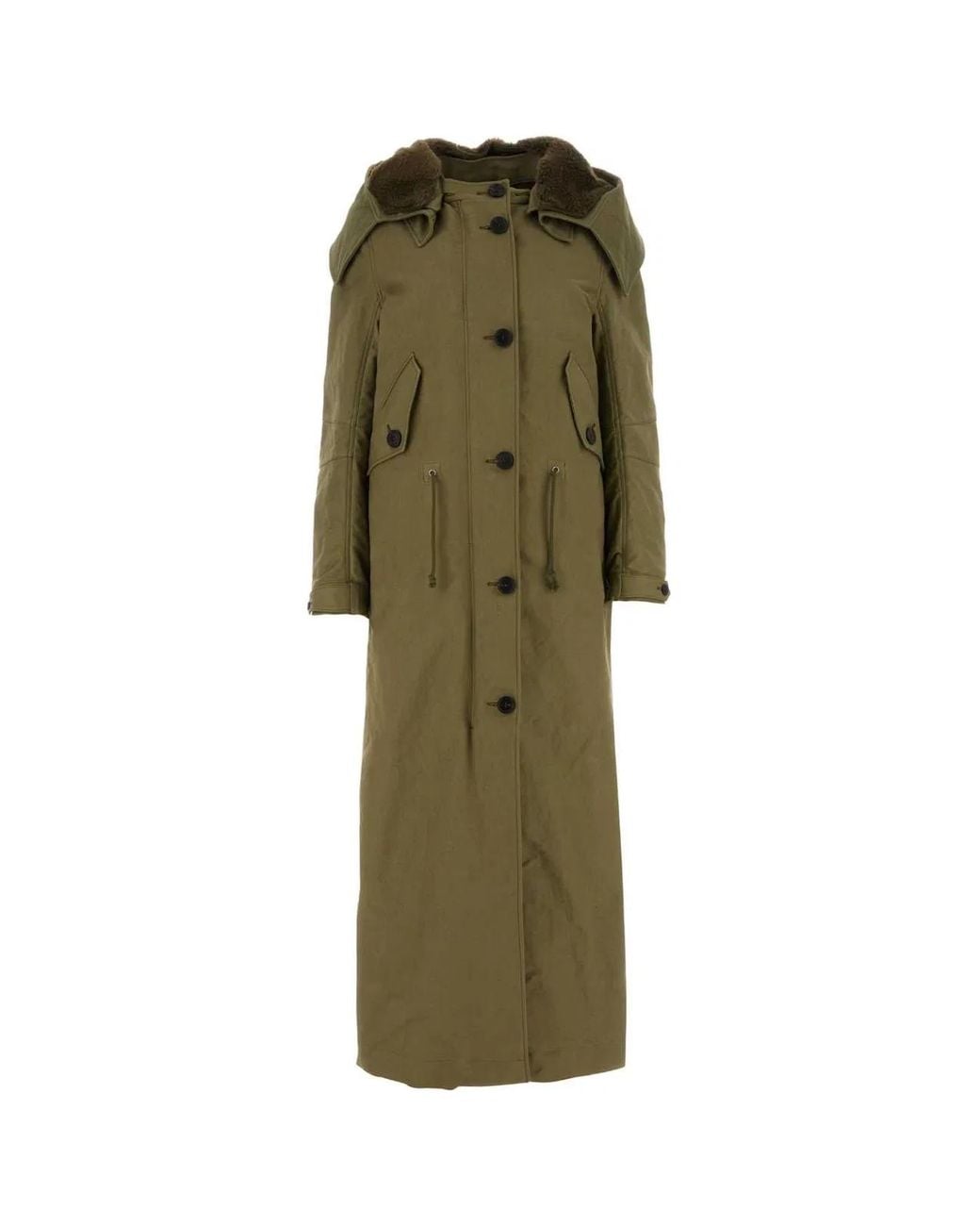 Prada Green Single-Breasted Long Coat