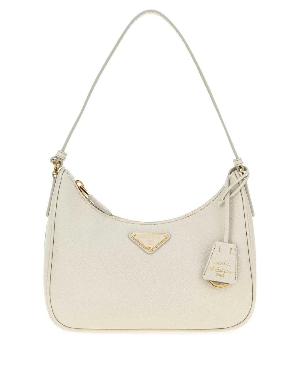 Prada Natural Chalk Leather Re-Edition 2005 Shoulder Bag
