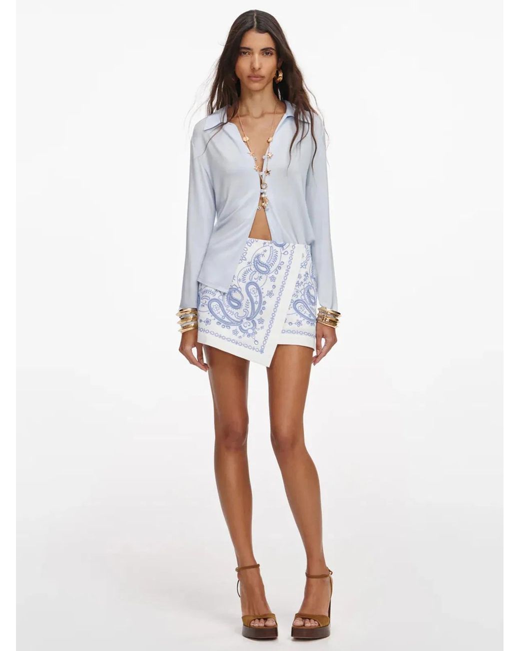 Self-Portrait White Embroidered Mini Skirt