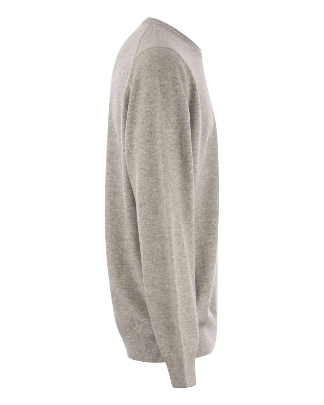 Brunello Cucinelli Gray Hazeltnut Crew-Neck Sweater for men