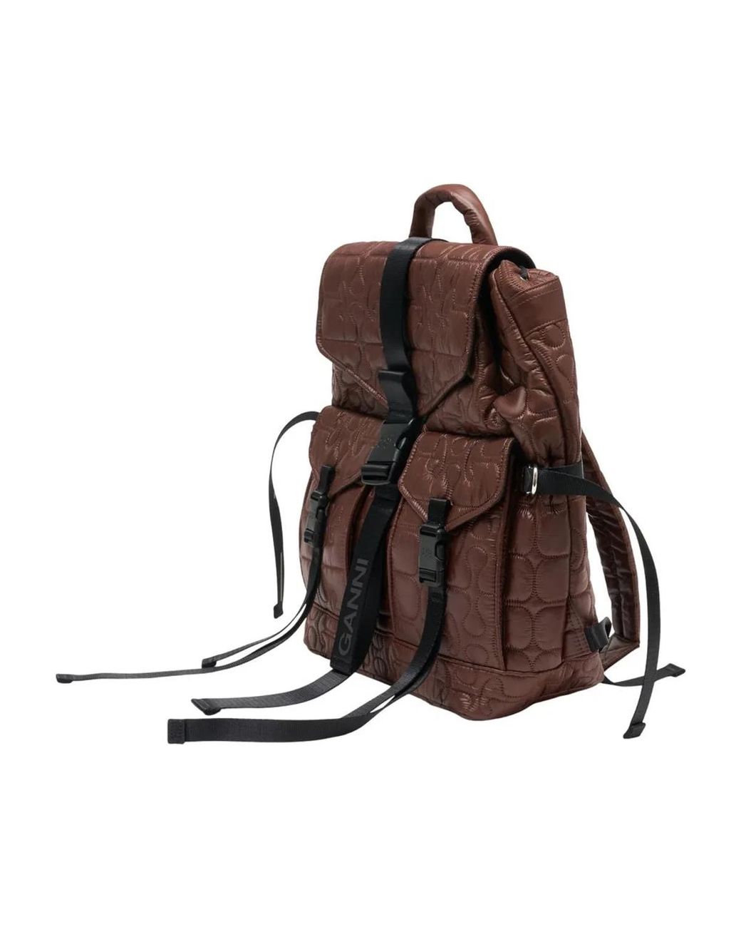 Ganni Brown Re Tech Quilted Backpack
