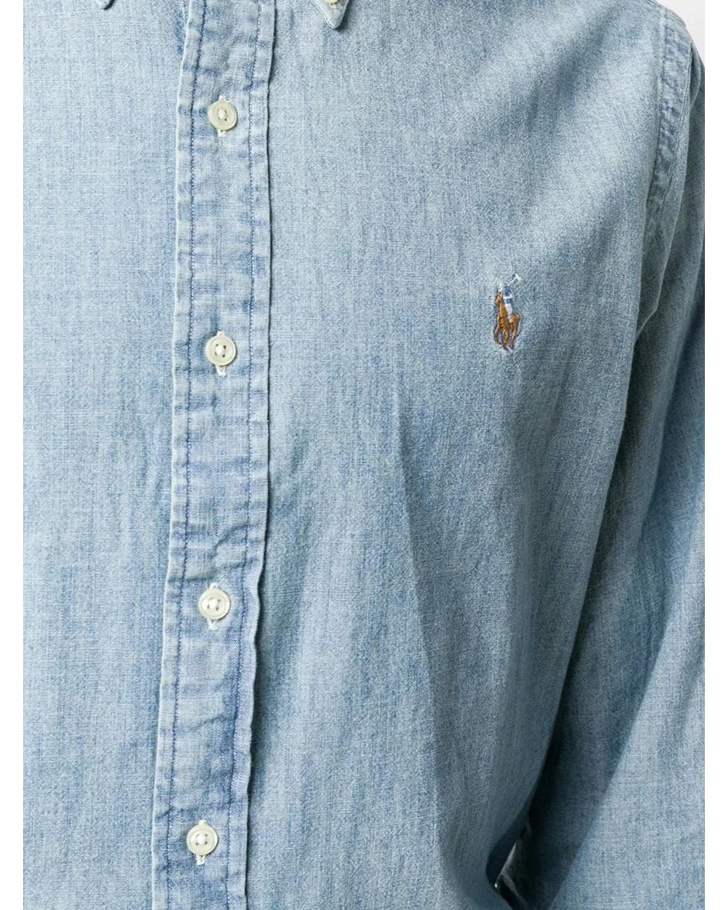 Ralph Lauren Blue Light Button Fastening Shirt for men