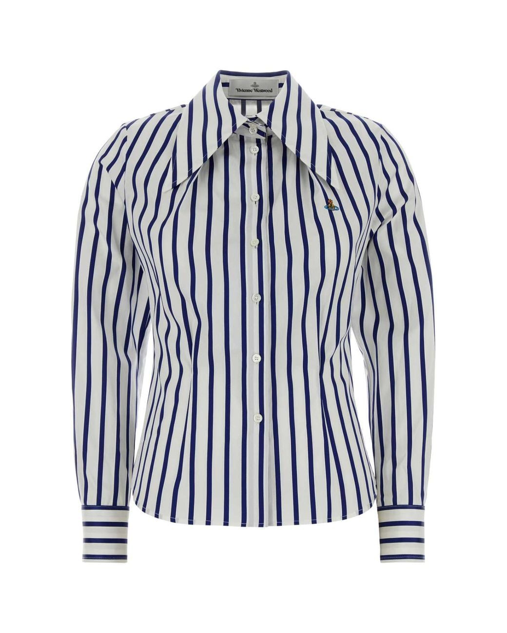 Vivienne Westwood Blue Embroidered Poplin Violin Shirt For