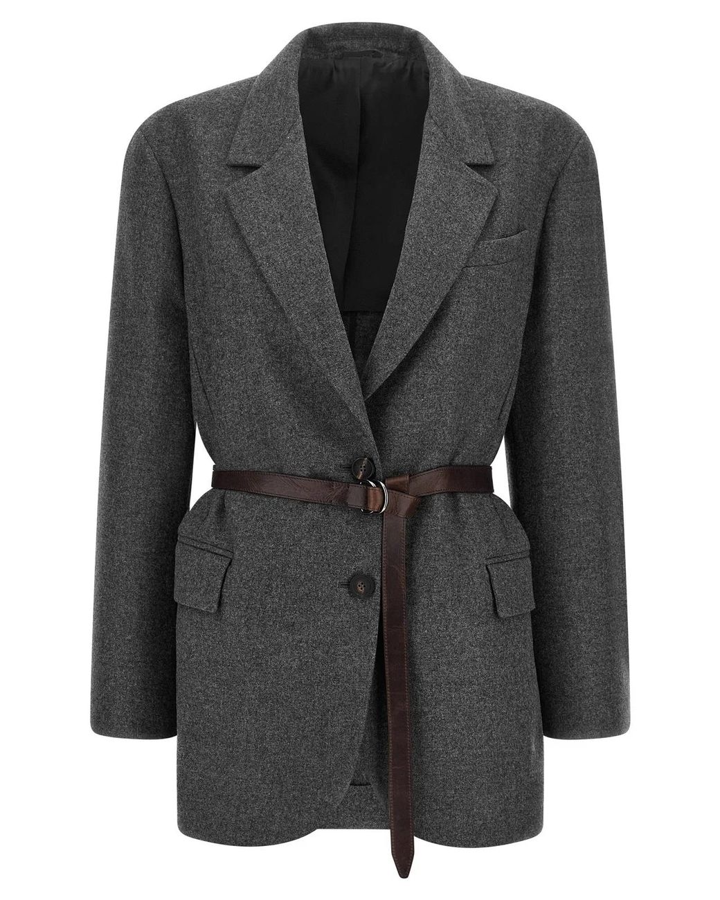 Brunello Cucinelli Black Virgin Wool Blazer Clothing