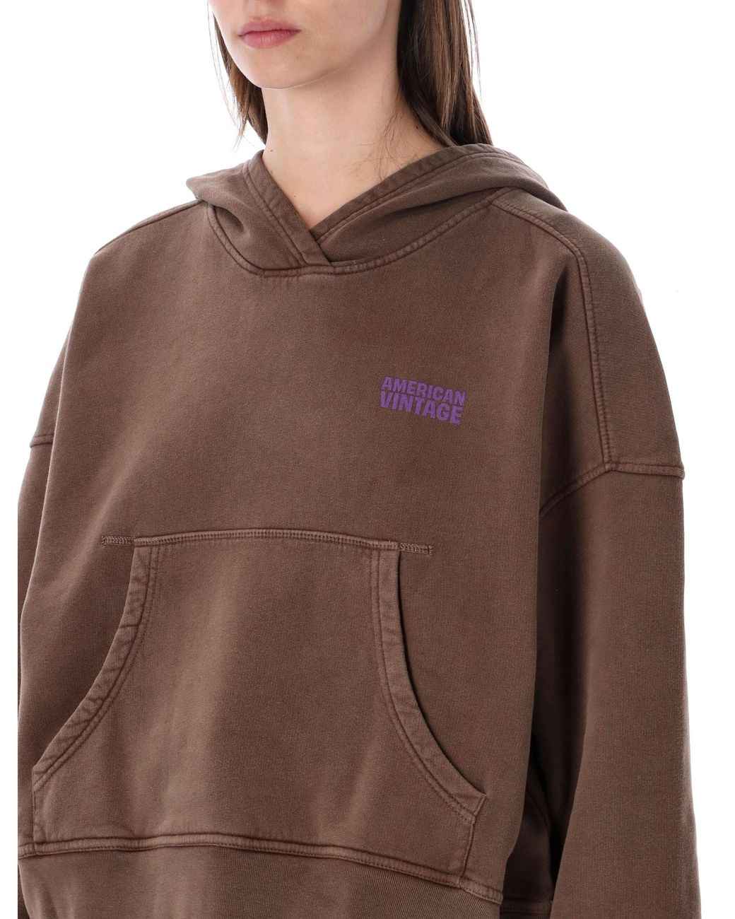 American Vintage Brown Plizzy Oversized Hoodie