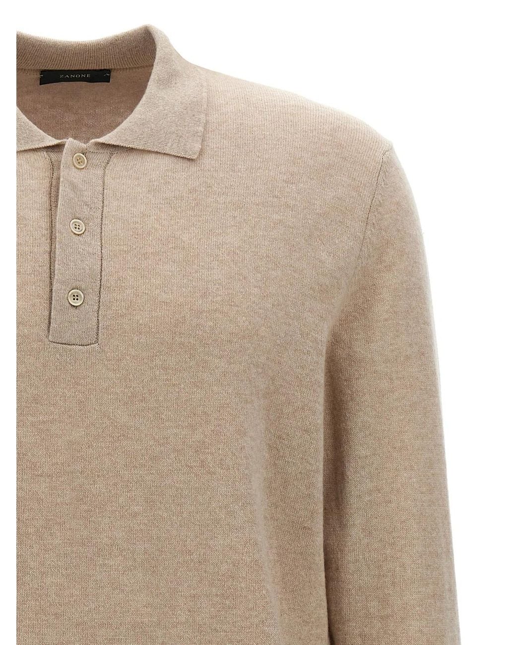 Zanone Natural Cashmere Wool Polo Shirt for men