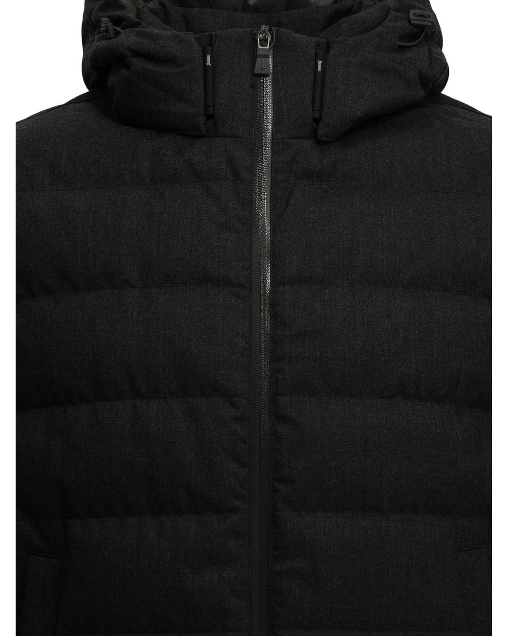 Herno Black Short Flannel Down Jacket for men