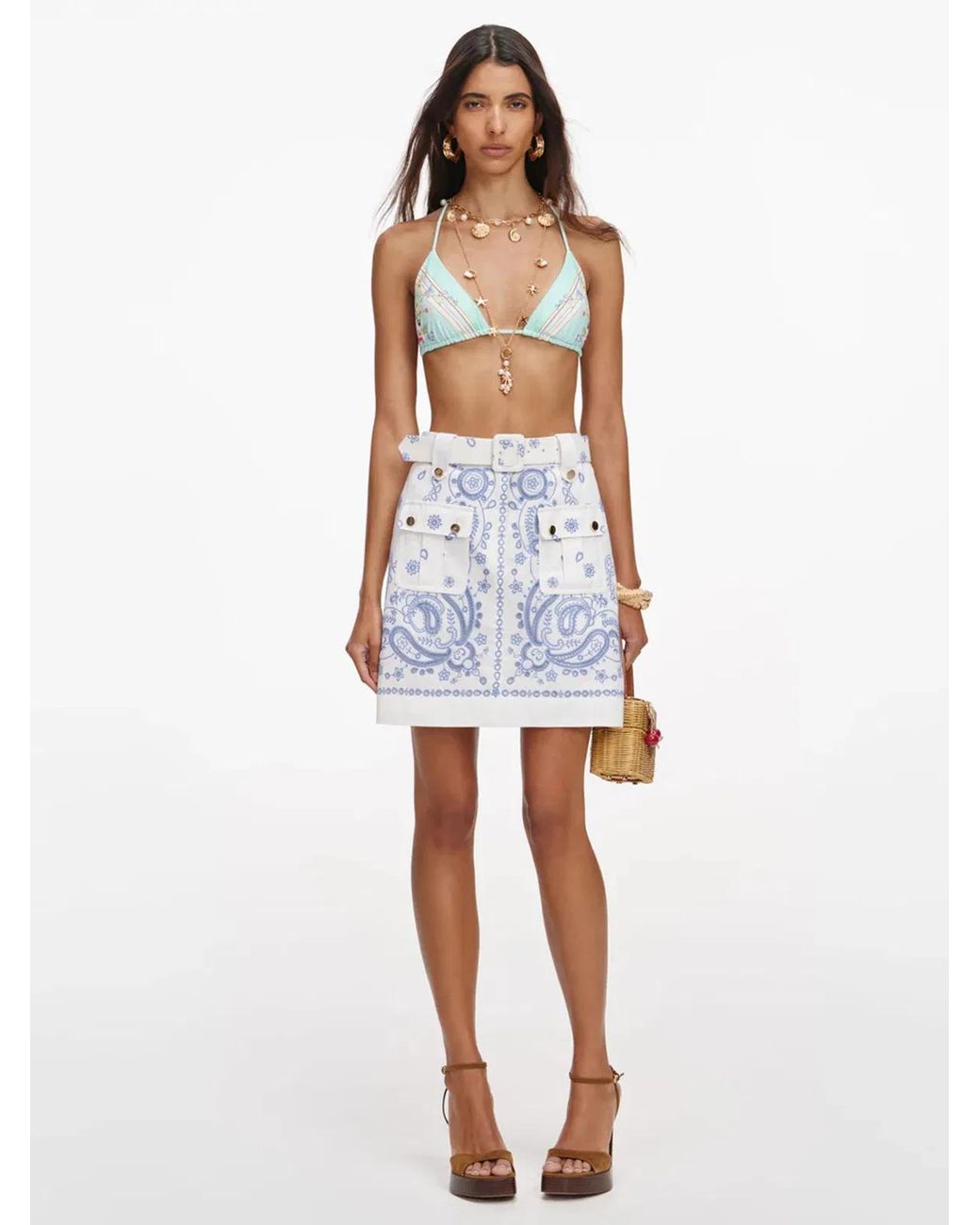 Self-Portrait White Embroidered Mini Skirt